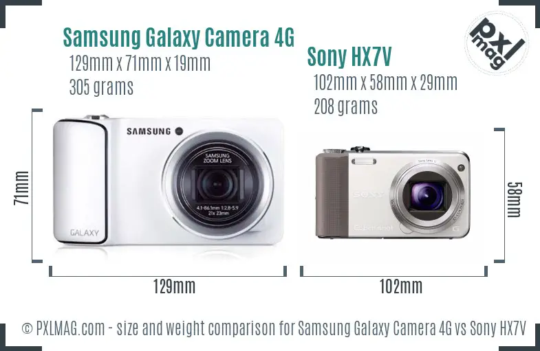 Samsung Galaxy Camera 4G vs Sony HX7V size comparison