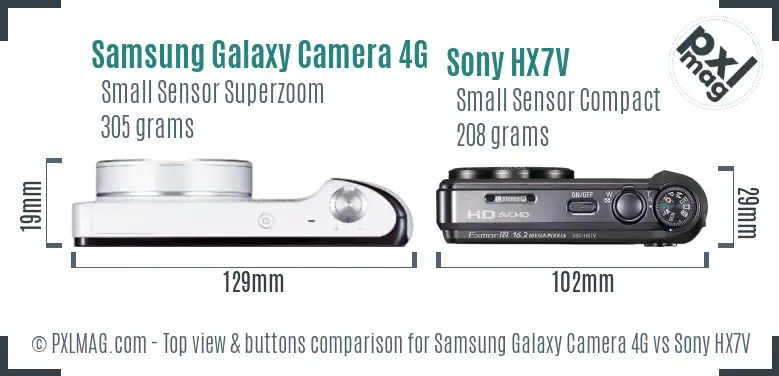 Samsung Galaxy Camera 4G vs Sony HX7V top view buttons comparison