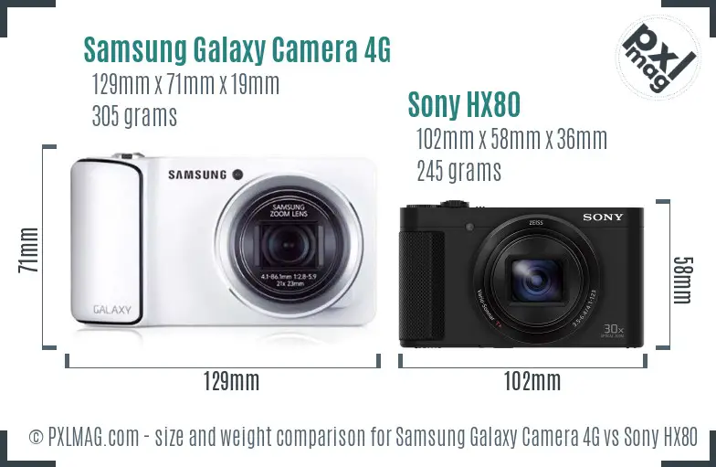 Samsung Galaxy Camera 4G vs Sony HX80 size comparison