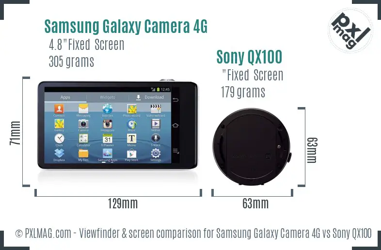 Samsung Galaxy Camera 4G vs Sony QX100 Screen and Viewfinder comparison Samsung Galaxy Camera 4G vs Sony QX100 Screen and Viewfinder comparison