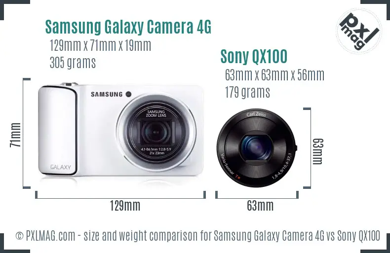 Samsung Galaxy Camera 4G vs Sony QX100 size comparison Samsung Galaxy Camera 4G vs Sony QX100 size comparison