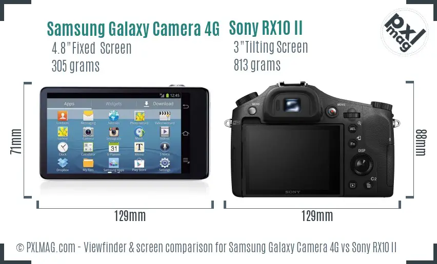 Samsung Galaxy Camera 4G vs Sony RX10 II Screen and Viewfinder comparison