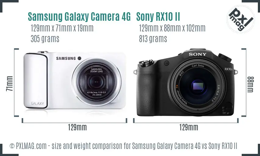 Samsung Galaxy Camera 4G vs Sony RX10 II size comparison