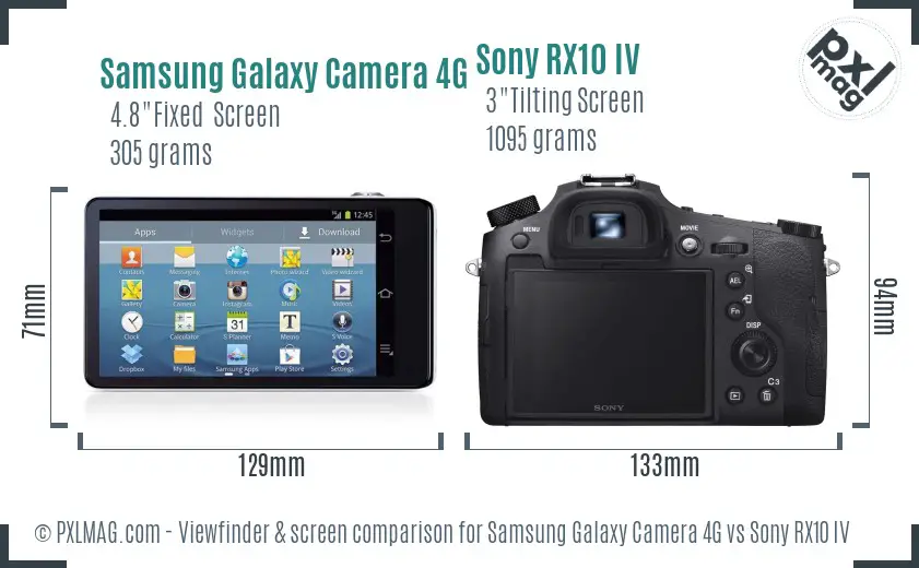 Samsung Galaxy Camera 4G vs Sony RX10 IV Screen and Viewfinder comparison
