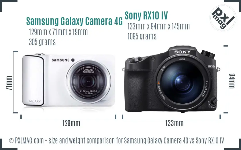 Samsung Galaxy Camera 4G vs Sony RX10 IV size comparison
