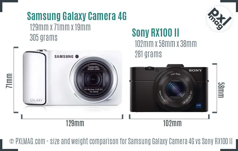 Samsung Galaxy Camera 4G vs Sony RX100 II size comparison
