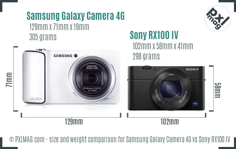 Samsung Galaxy Camera 4G vs Sony RX100 IV size comparison