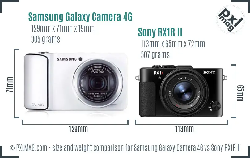 Samsung Galaxy Camera 4G vs Sony RX1R II size comparison