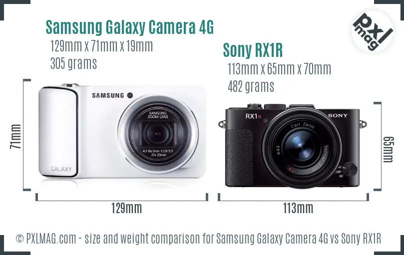 Samsung Galaxy Camera 4G vs Sony RX1R size comparison