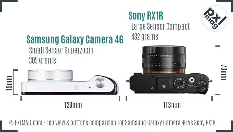 Samsung Galaxy Camera 4G vs Sony RX1R top view buttons comparison
