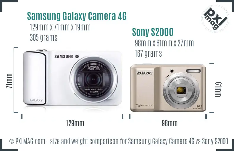 Samsung Galaxy Camera 4G vs Sony S2000 size comparison