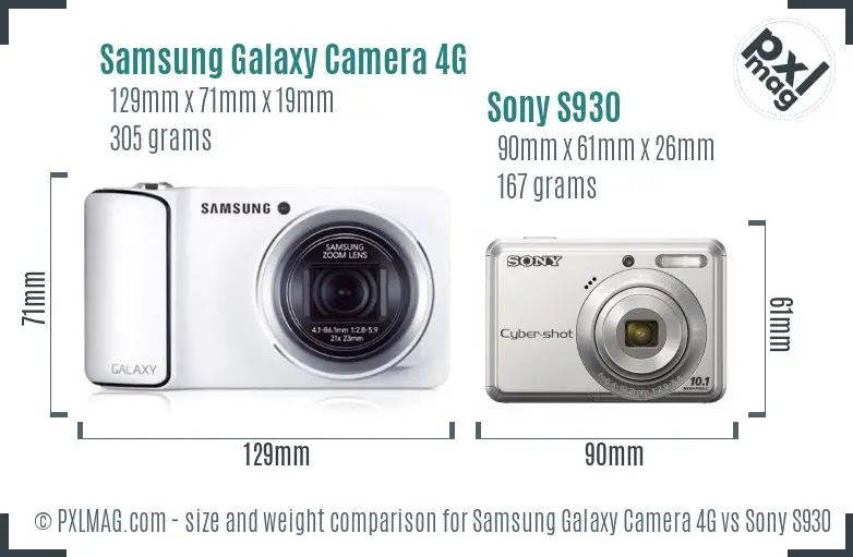 Samsung Galaxy Camera 4G vs Sony S930 size comparison