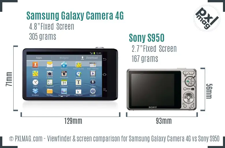 Samsung Galaxy Camera 4G vs Sony S950 Screen and Viewfinder comparison