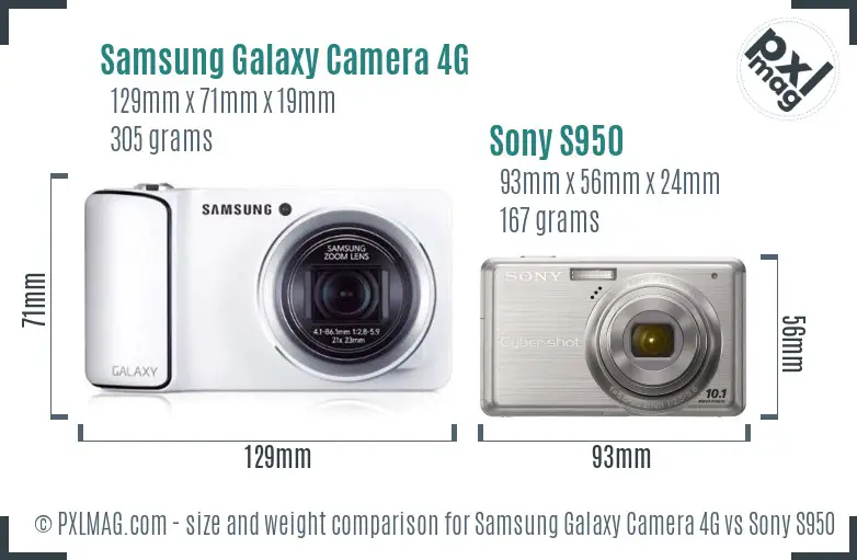 Samsung Galaxy Camera 4G vs Sony S950 size comparison
