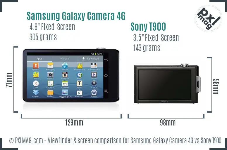 Samsung Galaxy Camera 4G vs Sony T900 Screen and Viewfinder comparison