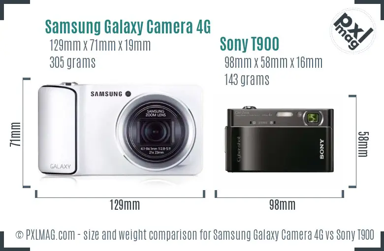 Samsung Galaxy Camera 4G vs Sony T900 size comparison