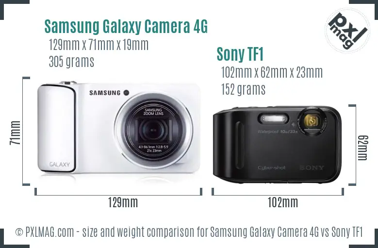 Samsung Galaxy Camera 4G vs Sony TF1 size comparison