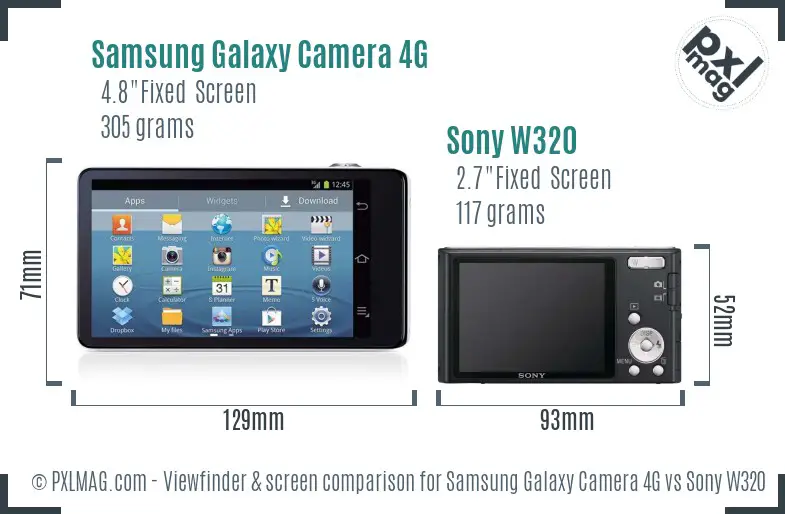 Samsung Galaxy Camera 4G vs Sony W320 Screen and Viewfinder comparison
