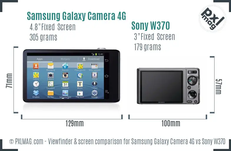 Samsung Galaxy Camera 4G vs Sony W370 Screen and Viewfinder comparison