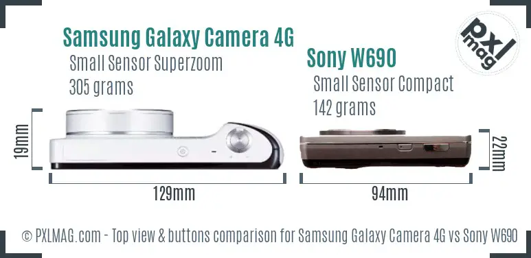 Samsung Galaxy Camera 4G vs Sony W690 top view buttons comparison