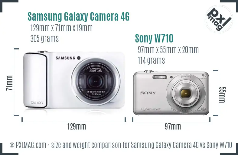Samsung Galaxy Camera 4G vs Sony W710 size comparison