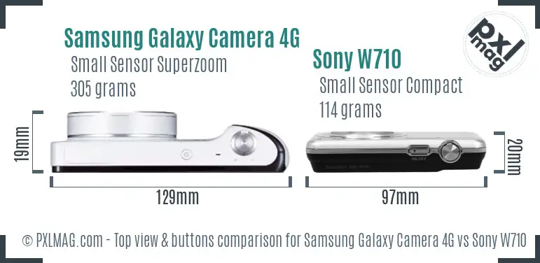 Samsung Galaxy Camera 4G vs Sony W710 top view buttons comparison