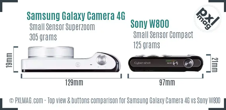Samsung Galaxy Camera 4G vs Sony W800 top view buttons comparison