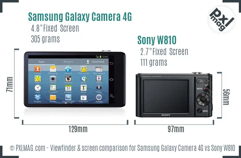 Samsung Galaxy Camera 4G vs Sony W810 Screen and Viewfinder comparison