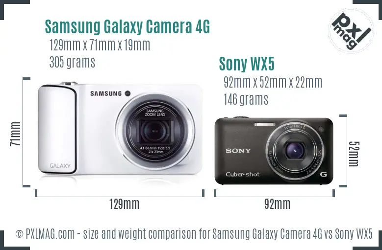 Samsung Galaxy Camera 4G vs Sony WX5 size comparison