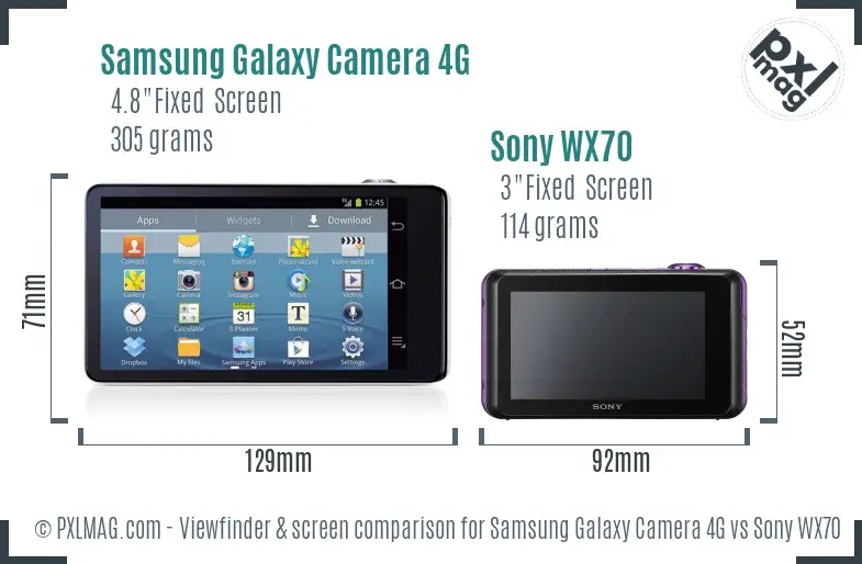 Samsung Galaxy Camera 4G vs Sony WX70 Screen and Viewfinder comparison
