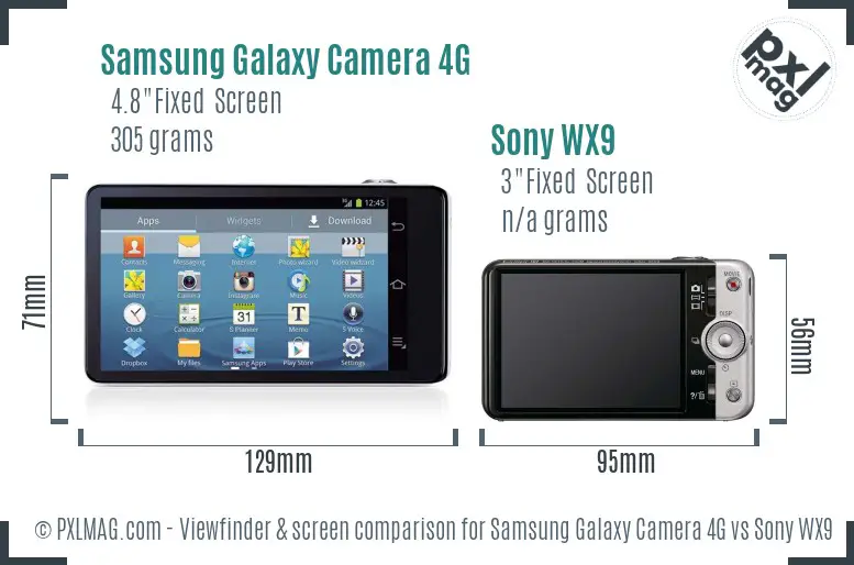 Samsung Galaxy Camera 4G vs Sony WX9 Screen and Viewfinder comparison