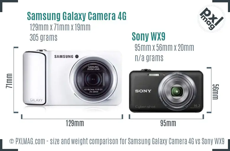 Samsung Galaxy Camera 4G vs Sony WX9 size comparison