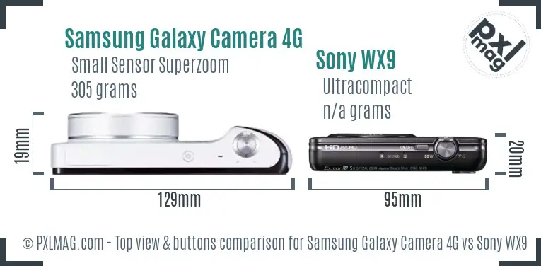 Samsung Galaxy Camera 4G vs Sony WX9 top view buttons comparison