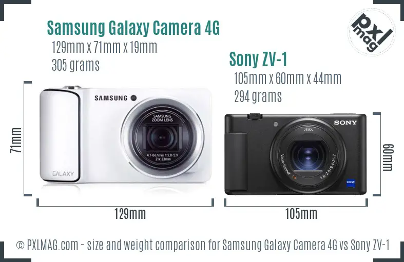 Samsung Galaxy Camera 4G vs Sony ZV-1 size comparison