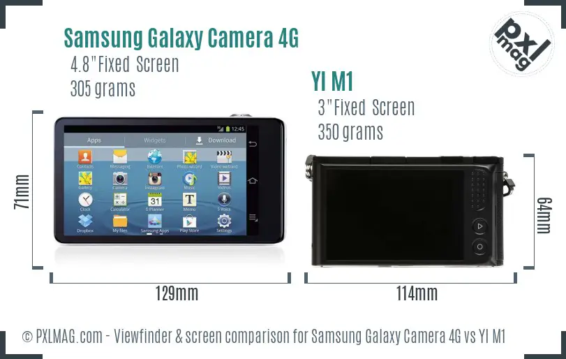 Samsung Galaxy Camera 4G vs YI M1 Screen and Viewfinder comparison