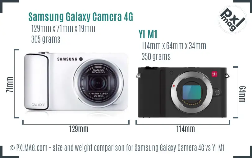 Samsung Galaxy Camera 4G vs YI M1 size comparison