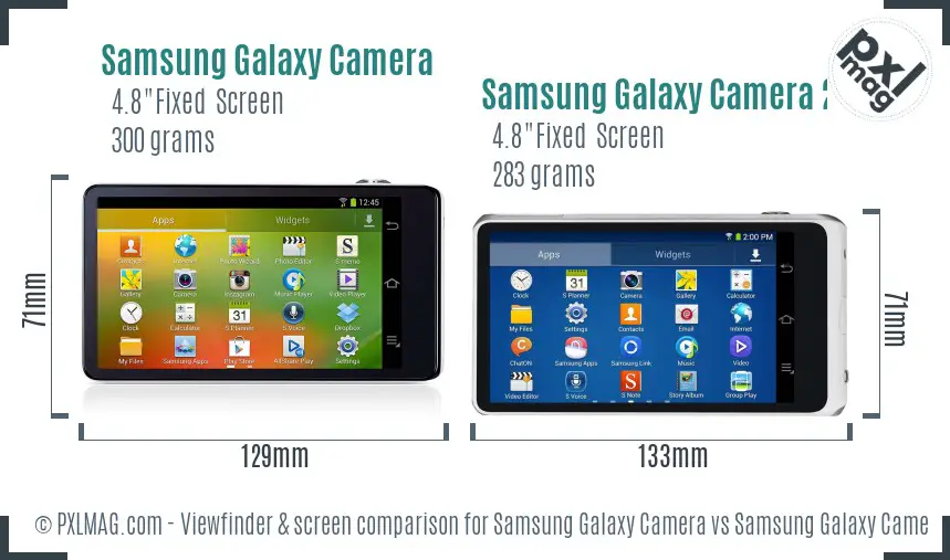Samsung Galaxy Camera vs Samsung Galaxy Camera 2 Screen and Viewfinder comparison
