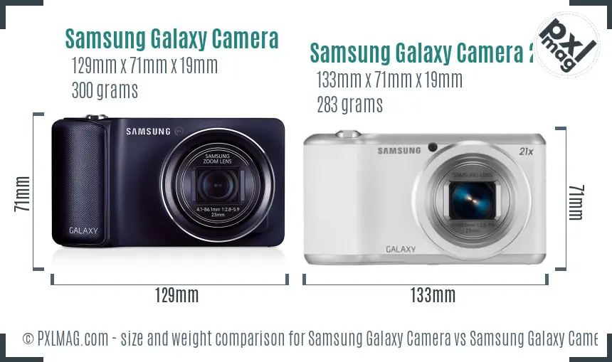 Samsung Galaxy Camera vs Samsung Galaxy Camera 2 size comparison