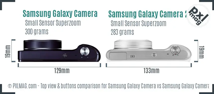 Samsung Galaxy Camera vs Samsung Galaxy Camera 2 top view buttons comparison