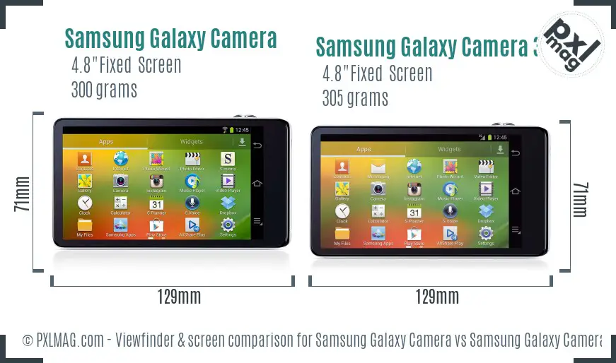 Samsung Galaxy Camera vs Samsung Galaxy Camera 3G Screen and Viewfinder comparison