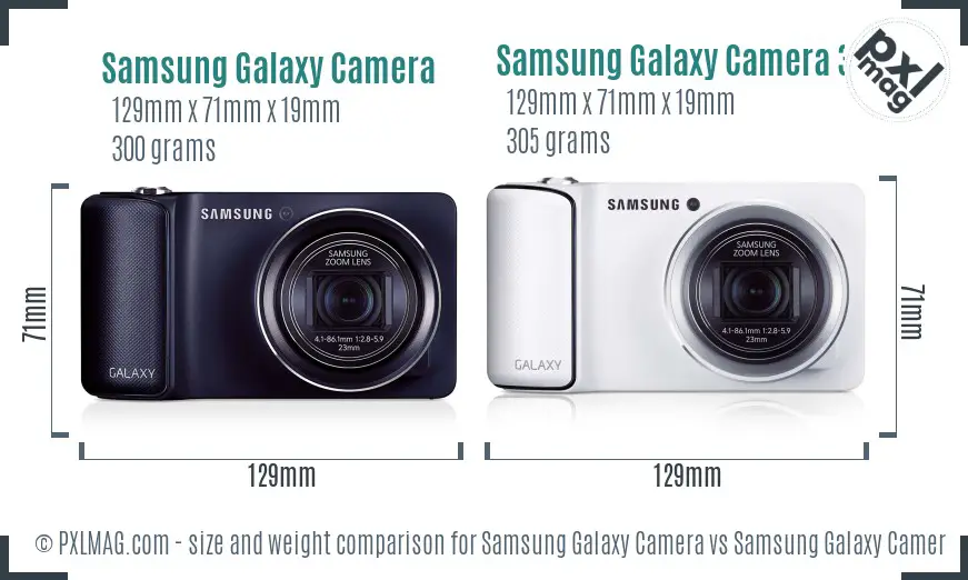 Samsung Galaxy Camera vs Samsung Galaxy Camera 3G size comparison