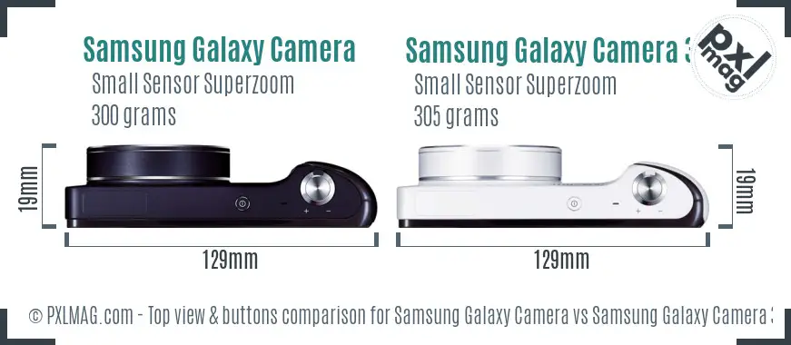 Samsung Galaxy Camera vs Samsung Galaxy Camera 3G top view buttons comparison