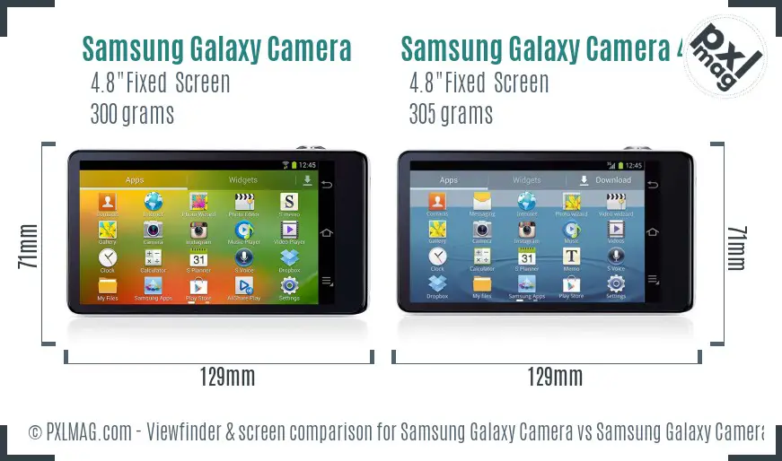 Samsung Galaxy Camera vs Samsung Galaxy Camera 4G Screen and Viewfinder comparison