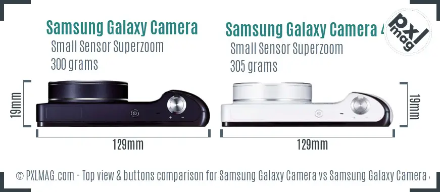 Samsung Galaxy Camera vs Samsung Galaxy Camera 4G top view buttons comparison