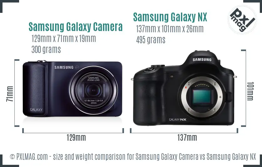 Samsung Galaxy Camera vs Samsung Galaxy NX size comparison
