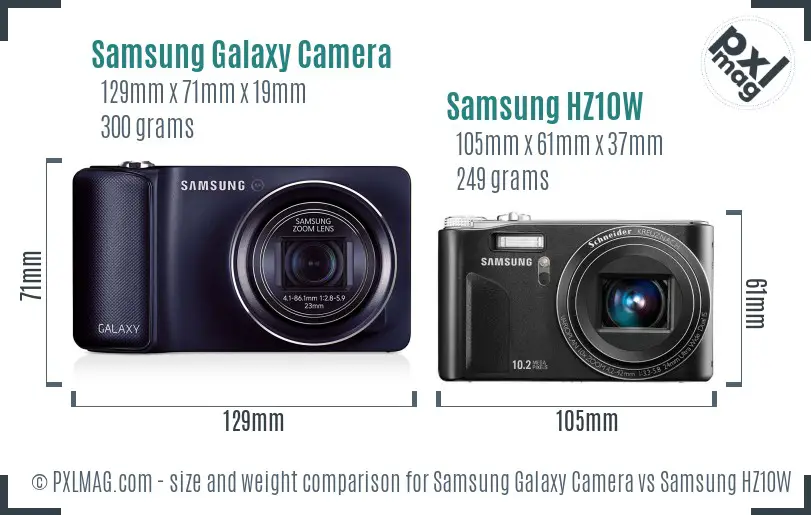 Samsung Galaxy Camera vs Samsung HZ10W size comparison
