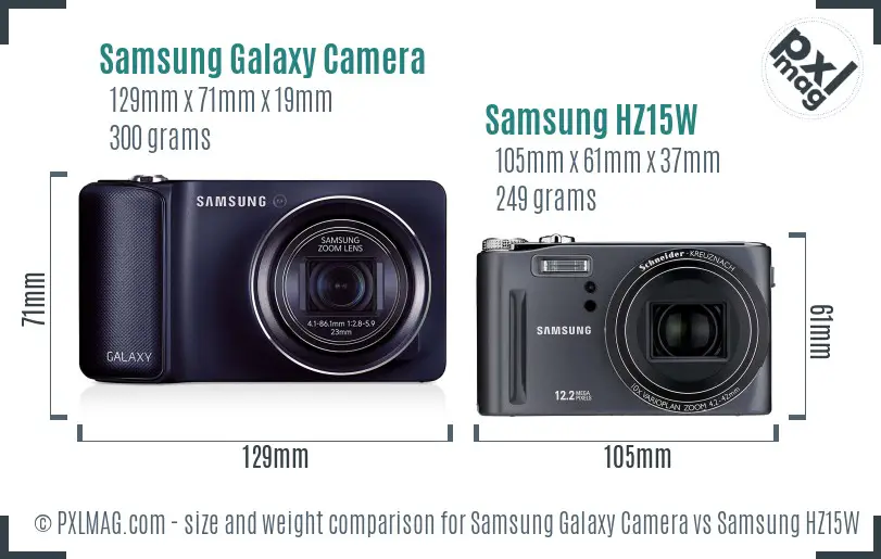 Samsung Galaxy Camera vs Samsung HZ15W size comparison