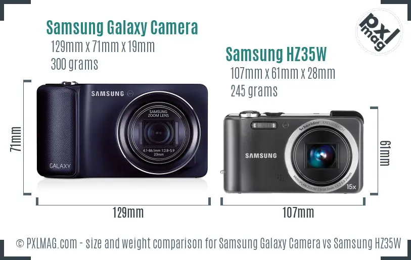 Samsung Galaxy Camera vs Samsung HZ35W size comparison