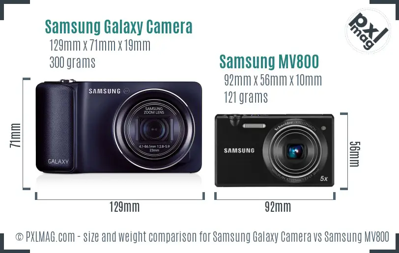 Samsung Galaxy Camera vs Samsung MV800 size comparison