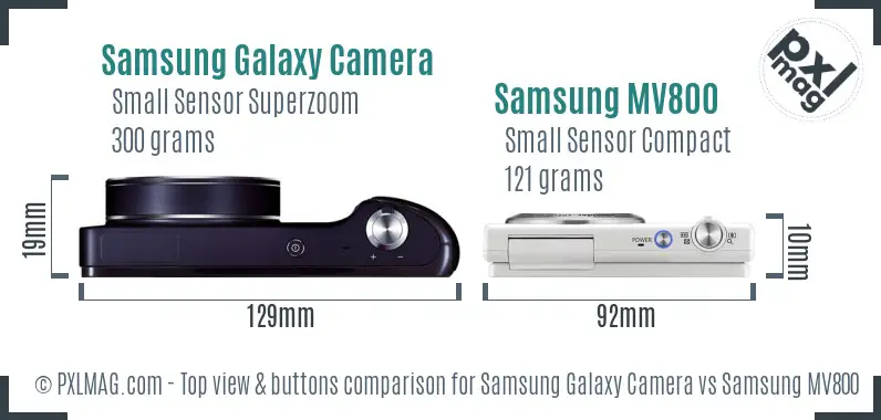 Samsung Galaxy Camera vs Samsung MV800 top view buttons comparison